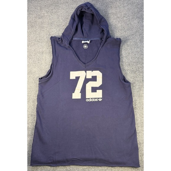 adidas Other - Adidas Originals 72‎ Sleeveless Hoodie Tank Top XL Navy Trefoil Graphic X31979